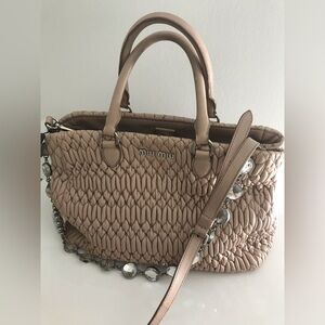 Miu Miu Nappa Crystal Tote Bag with Strap